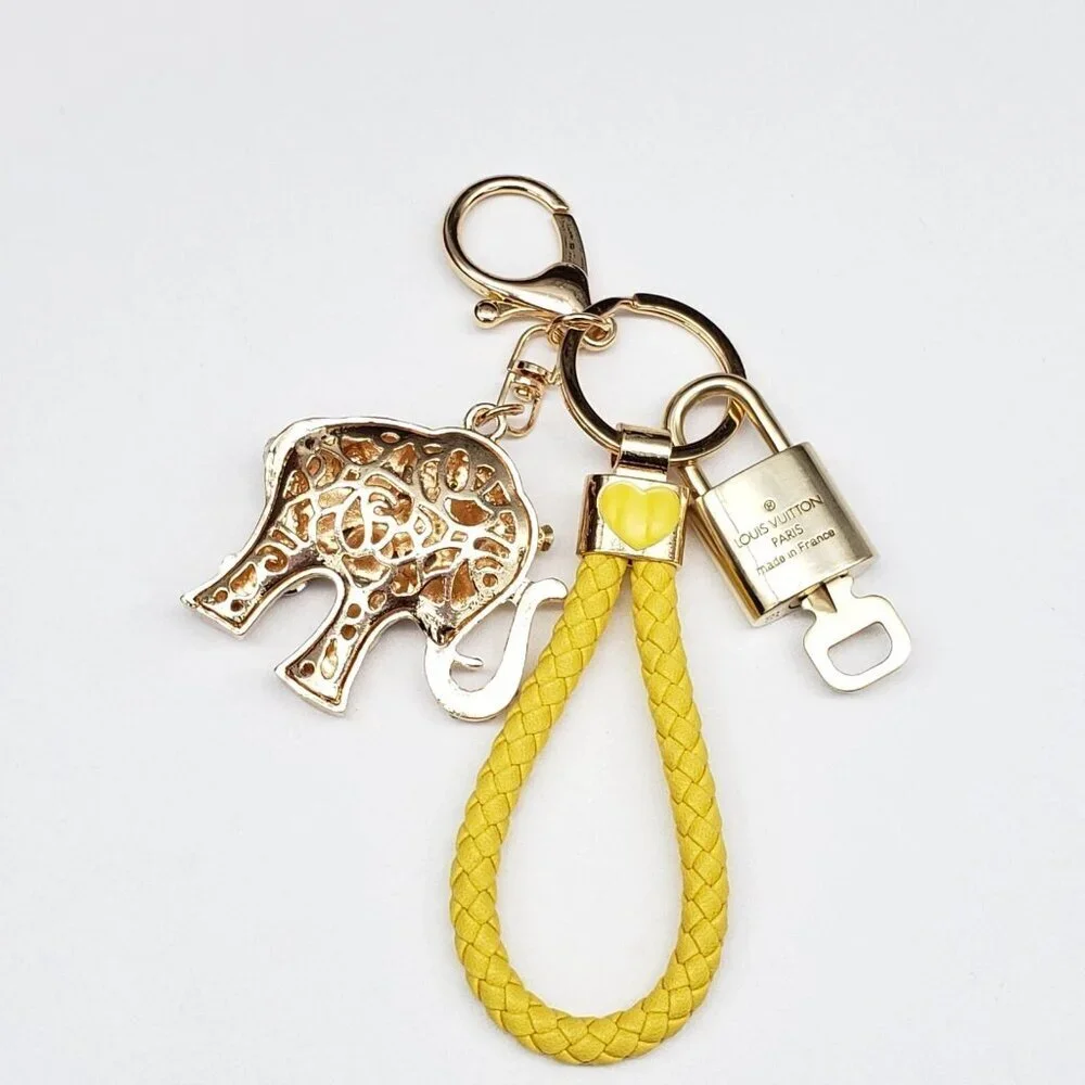 Authentic LV Gold Padlock & Key Set ✨ Luxury Bag Charm w/ Unbranded Keychain